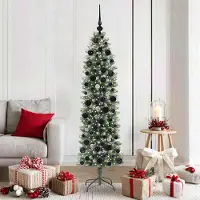 Prolenta Maison Exclusive - Sapin de Noël artificiel élancé, vert et blanc, 180 cm