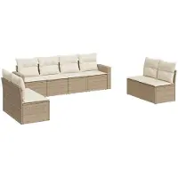 vidaXL Ensemble de jardin canapé 8 pièces avec coussins Beige Poly Rattan