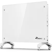 Tresko Chauffage électrique Blanc 1500W Convecteur en verre Convecteur mural Chauffage en verre Radiateur salle de bain
