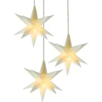 Spetebo Étoile de Noël 3D 10 cm, lot de 3 avec minuterie - blanche - étoile lumineuse décorative fonctionnant sur piles pour l'intérieur