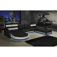 AEA XXL CANAPE COUCH GARNITURE DESIGN ECKCOUCH Noir CANAPE LED avec USB Nouveau