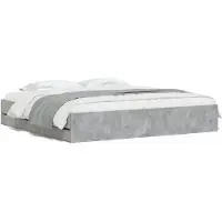 Syfax Cadre de lit avec tiroirs sans matelas gris béton 160x200 cm