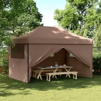 Prolenta Maison Exclusive - Tente de réception pliable Pop-Up avec 4 panneaux latéraux, marron