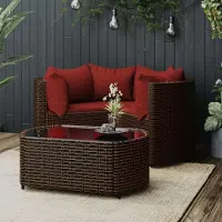 Prolenta Maison Exclusive - Ensemble salon de jardin 4 pièces avec coussins, polyrotin marron