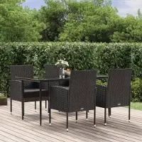 Prolenta Maison Exclusive - Ensemble de salle à manger de jardin 5 pièces avec coussins, rotin synthétique noir