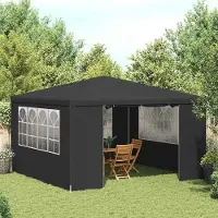 Prolenta Tente de réception exclusive - Tente de fête professionnelle avec parois latérales, dimensions 4x4 mètres, couleur anthracite, grammage 90 g/m²