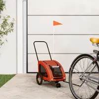 Prolenta Maison Exclusive - Remorque pour vélo, pour chiens, couleurs orange et gris. Fabriquée en Oxford et en fer