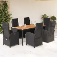 Prolenta Maison Exclusive - Ensemble de salle à manger de jardin 7 pièces avec coussins, rotin synthétique noir