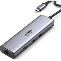 UGREEN Hub USB-C 7-en-1 2xUSB 3.0 + HDMI + USB-C + RJ45 + SD/TF Gris