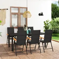 Prolenta Maison Exclusive - Ensemble de jardin 7 pièces noir et marron