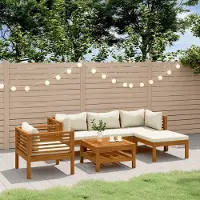 Prolenta Maison Exclusive - Ensemble de salon de jardin 6 pièces avec coussins crème, en bois d'acacia massif