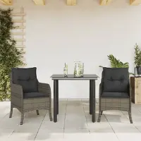 Prolenta Maison Exclusive - Ensemble à manger de jardin 3 pcs coussins gris résine tressée