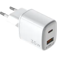 Celly 35w Usb-a And Usb-c Wall Charger Argenté