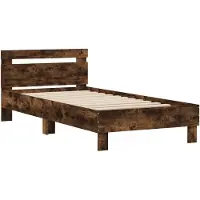 Syfax Cadre de lit sans matelas avec tête de lit chêne fumé 100x200cm