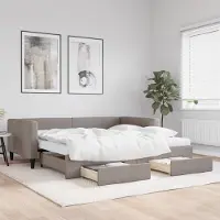 Prolenta Maison Exclusive - Canapé-lit convertible avec tiroirs, taupe, 100 x 200 cm, tissu