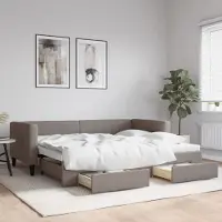 Prolenta Maison Exclusive - Lit de jour convertible avec tiroirs, taupe, 90 x 200 cm, tissu