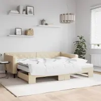 Prolenta Maison Exclusive - Canapé-lit convertible avec matelas, couleur crème, 90 x 200 cm, tissu