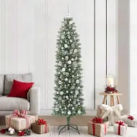 Prolenta Maison Exclusive - Sapin de Noël artificiel élancé vert et blanc, 210 cm