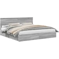 Syfax Lit de Rangement Gris Sonoma 200 x 200 cm Bois d'ingénierie
