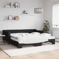 Prolenta Maison Exclusive - Canapé-lit convertible avec matelas noir 100 x 200 cm en tissu