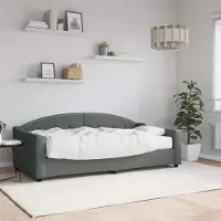 Prolenta Maison Exclusive - Lit de jour avec matelas, gris foncé, 90 x 190 cm, tissu