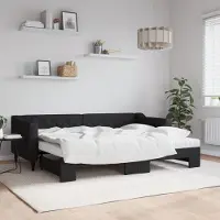 Prolenta Maison Exclusive - Canapé-lit convertible avec matelas noir 80 x 200 cm en tissu