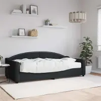 Prolenta Maison Exclusive - Lit de jour avec matelas noir 90 x 200 cm en tissu