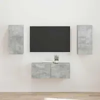 Prolenta Meuble TV exclusif - Ensemble de 2 meubles TV en béton gris, en panneaux de particules