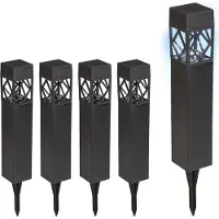 Relaxdays Lot de 5 lampes solaires , lumière blanche froide, étanches, capteur crépusculaire, lampe solaire à LED, H x L x P : 41 x 6 x 6 cm, noir