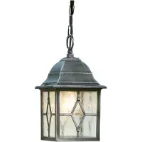 Searchlight Genoa suspension d'extérieur rustique noir-argenté abat-jour en verre