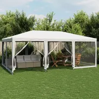 Prolenta Tente de réception "Exclusive" - Tente avec 10 panneaux latéraux en mesh, couleur blanche, dimensions 6x4 mètres, fabriquée en HDPE