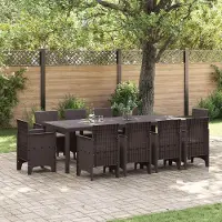 Prolenta Maison Exclusive - Ensemble de jardin pour repas, 11 pièces, couleur marron, en polypropylène
