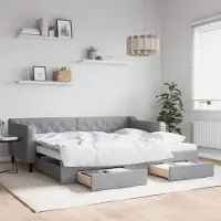 Prolenta Maison Exclusive - Canapé-lit convertible avec tiroirs, gris clair, 90 x 200 cm, tissu