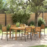 Prolenta Maison Exclusive - Ensemble de jardin pour 7 personnes, en bois d'acacia massif, couleur noire