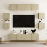 The Living Store Ensemble de 8 meubles TV en bois composite chêne Sonoma