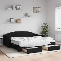 Prolenta Maison Exclusive - Canapé-lit convertible avec tiroirs, noir, 90 x 190 cm, tissu