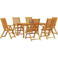 Syfax Ensemble de salle à manger pour jardin Pliable 7 pcs Marron