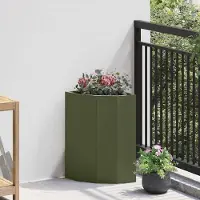 Prolenta Maison Exclusive - Jardinière d'angle vert olive 30 x 30 x 50 cm acier