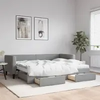 Prolenta Maison Exclusive - Canapé-lit convertible avec tiroirs, gris clair, 80 x 200 cm, tissu