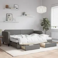 Prolenta Maison Exclusive - Lit de jour convertible avec tiroirs, gris foncé, 80 x 200 cm, tissu