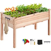 Vevor Bac à plantes surélevé en bois Bac à plantes précoce Bac à légumes 120x58x76cm