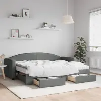 Prolenta Maison Exclusive - Lit de jour convertible avec tiroirs, gris foncé, 80 x 200 cm, tissu