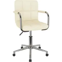 Syfax Chaise pivotante de bureau Crème Tissu