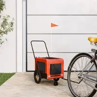 Prolenta Remorque de vélo exclusive - pour chiens, couleurs orange et noir. Fabriquée en tissu Oxford et en fer