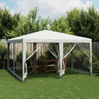 vidaXL Tente de réception pratique avec 8 panneaux latéraux en maille blanche 4x4 m HDPE - Pavillons & Tentes de réception ,design Möbel 2711583 1parcel