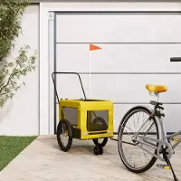 Prolenta Maison Exclusive - Remorque pour vélo, pour chiens, jaune et noire, en tissu Oxford et en fer