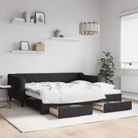 Prolenta Maison Exclusive - Canapé-lit convertible avec tiroirs, noir, 90 x 190 cm, tissu
