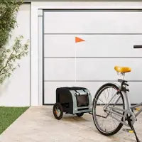 Prolenta Maison Exclusive - Remorque pour vélo, pour chiens, gris et noir. Fabriquée en Oxford et en fer