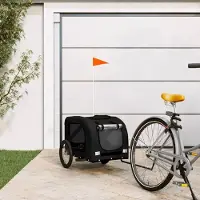 Prolenta Maison Exclusive - Remorque pour vélo pour chiens, tissu Oxford noir et fer