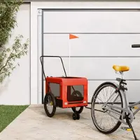 Prolenta Remorque de vélo exclusive - pour chiens, couleurs orange et noir. Fabriquée en tissu Oxford et en fer